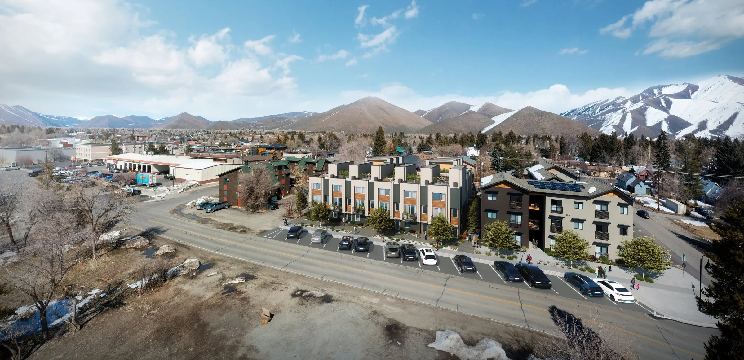 Aerial rendering of 410 RVR in Hailey.