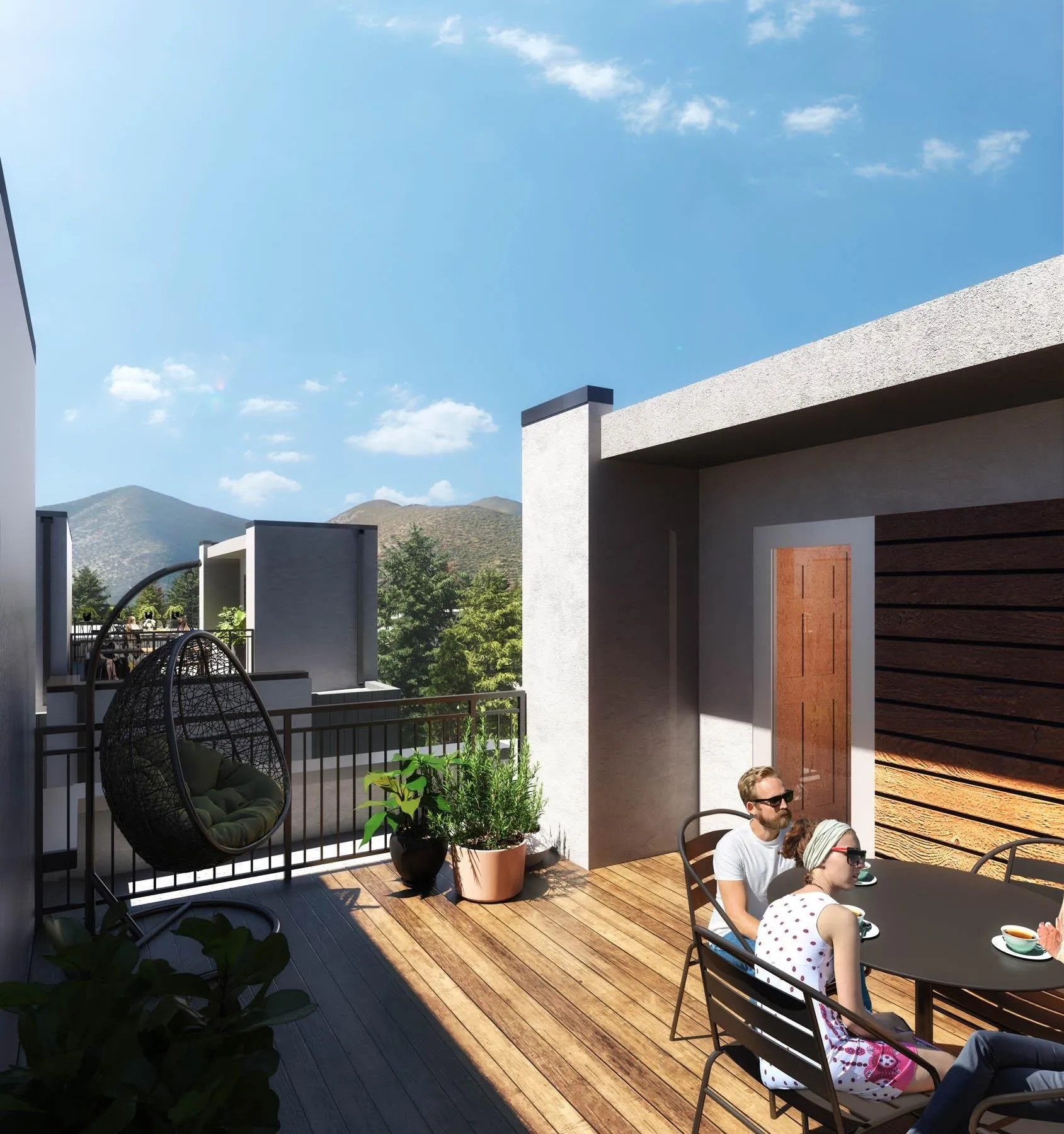 Rooftop terrace rendering of 410 RVR in Hailey.